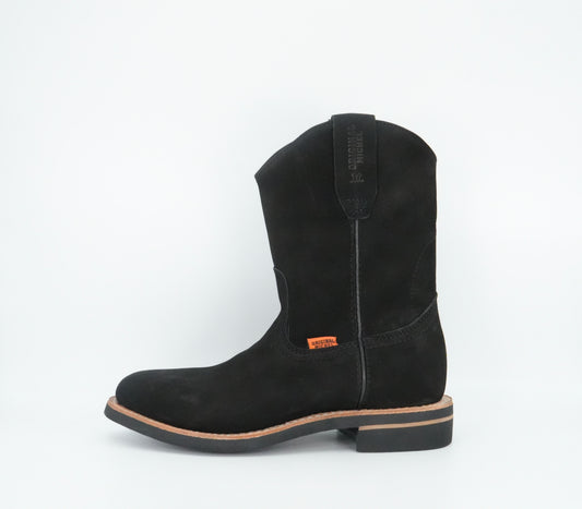 Original Michel Nobuck Pull Up Oval Toe Work Boot - Black