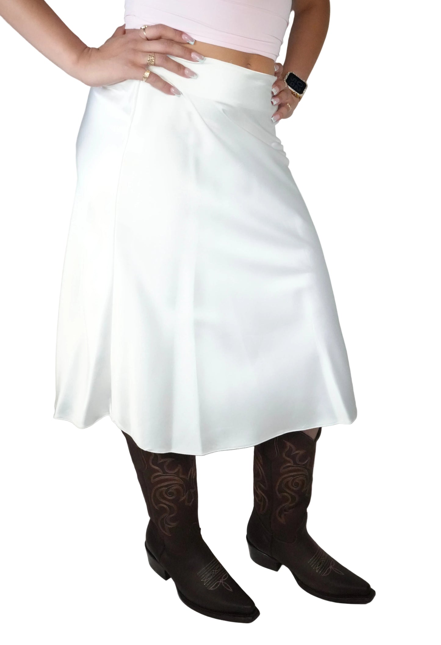 Ijoah Women’s Polyester Midi Skirt -  White