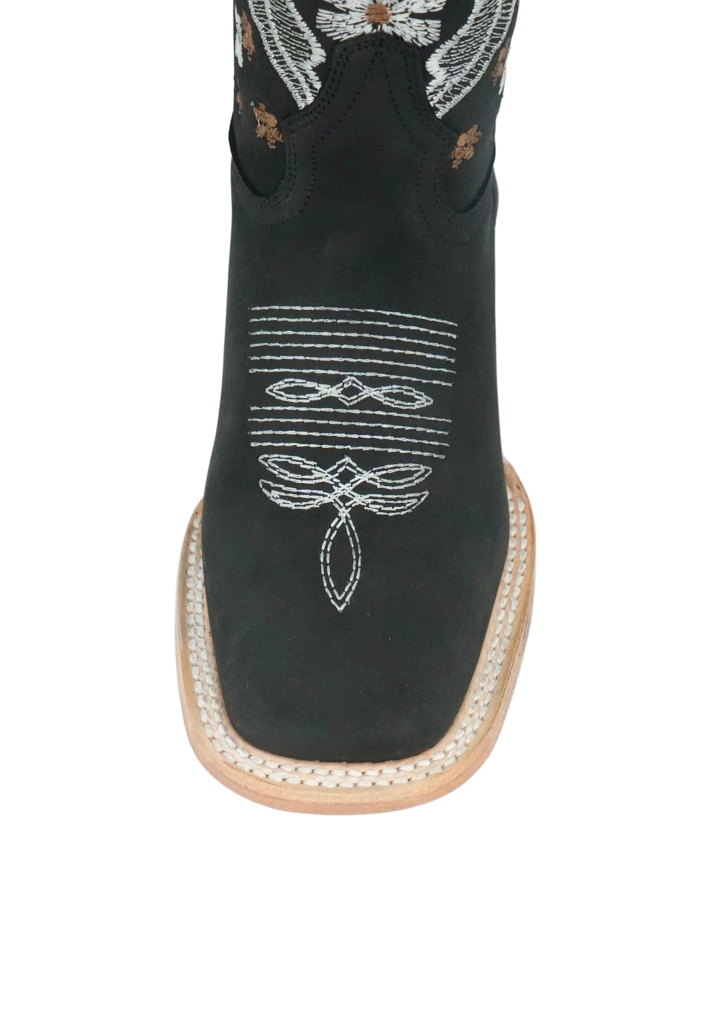 Calzatti Women's Floral Crazy Wide Square Toe Boot - Black