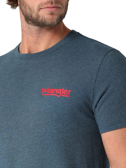 Camiseta azul marino jaspeada con logo denim original de Wrangler 