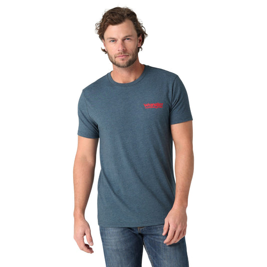 Camiseta azul marino jaspeada con logo denim original de Wrangler 