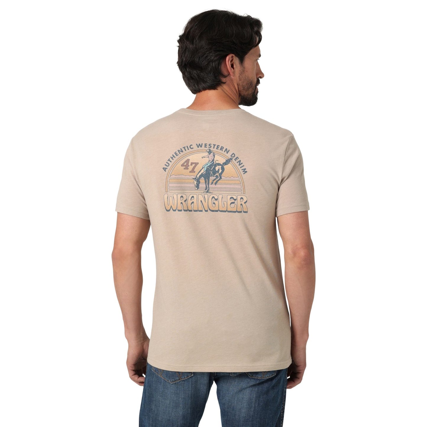 Camiseta jaspeada con gabardina y gráfico en la espalda de Wrangler