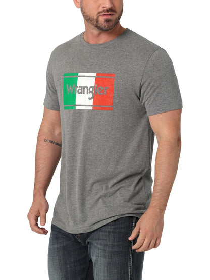 Camiseta grafito jaspeado con logo de la bandera de México de Wrangler