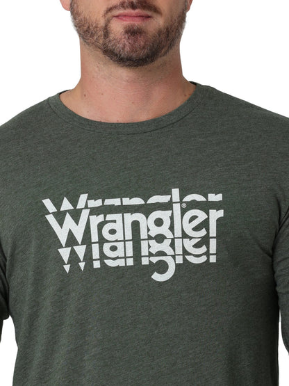 Wrangler Graphic Logo Green Forest Heather Long Sleeve Shirt