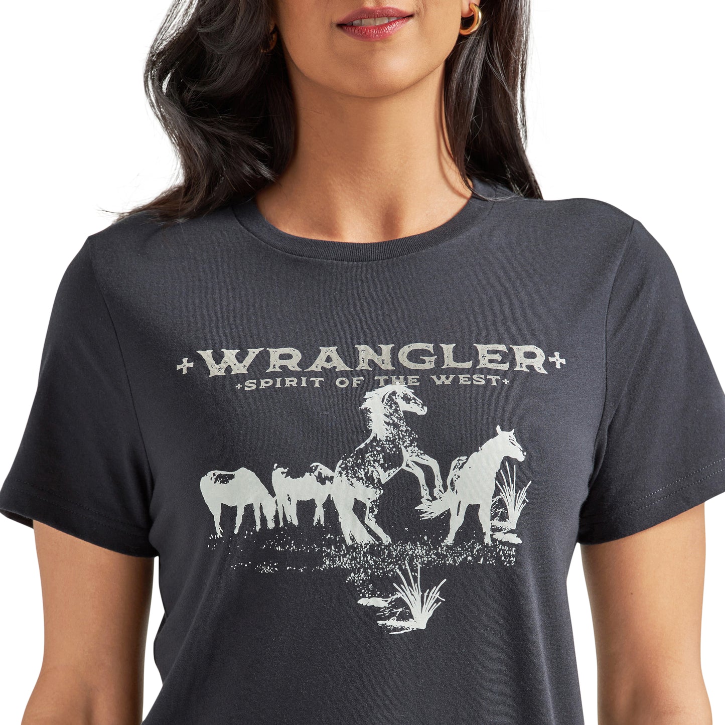 Wrangler Western Bucking Horse Black Graphic T-Shirt