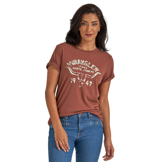 Wrangler Western Steerhead Brown Graphic T-Shirt