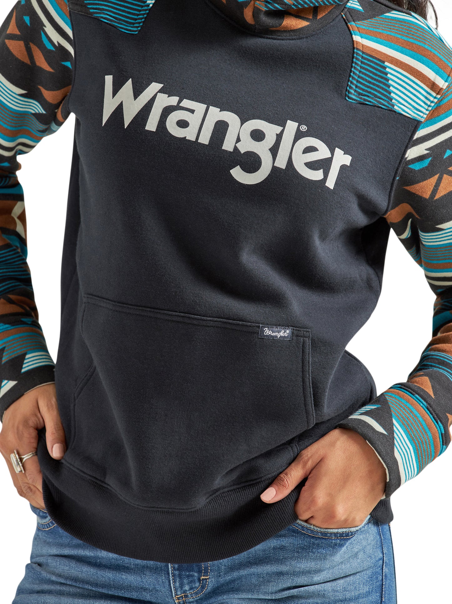 Wrangler Retro Logo Southwestern Yoke Pullover Hoodie
