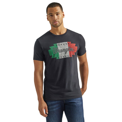 Wrangler Mexico Flag Logo Black Graphic T-Shirt