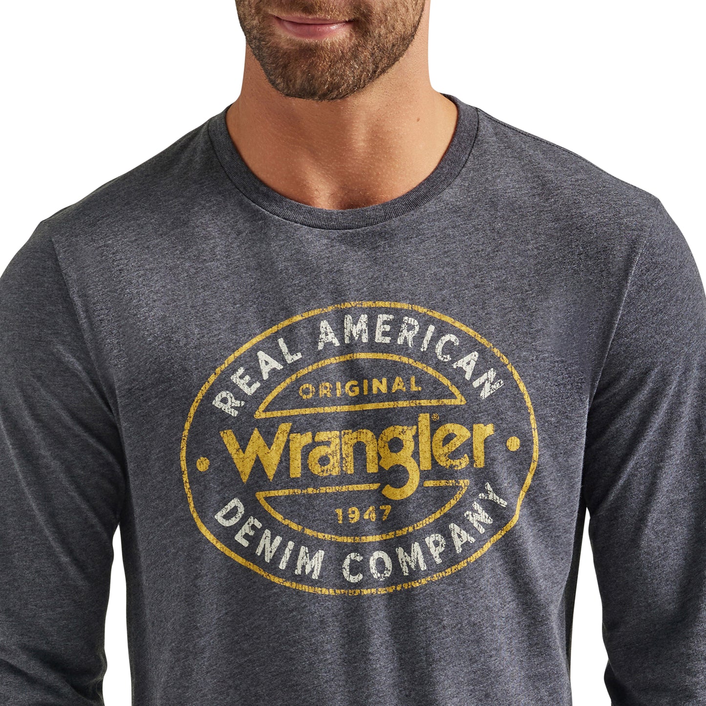 Wrangler Front Logo Charcoal Long Sleeve Shirt