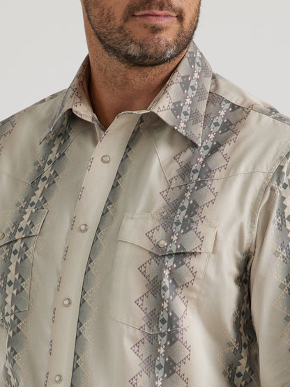 Wrangler Checotah Long Sleeve  Western Snap Printed Shirt