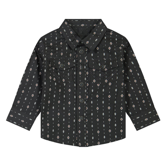Wrangler Infant/Toddler Boy's Retro Aztec Long Sleeve Shirt - Black