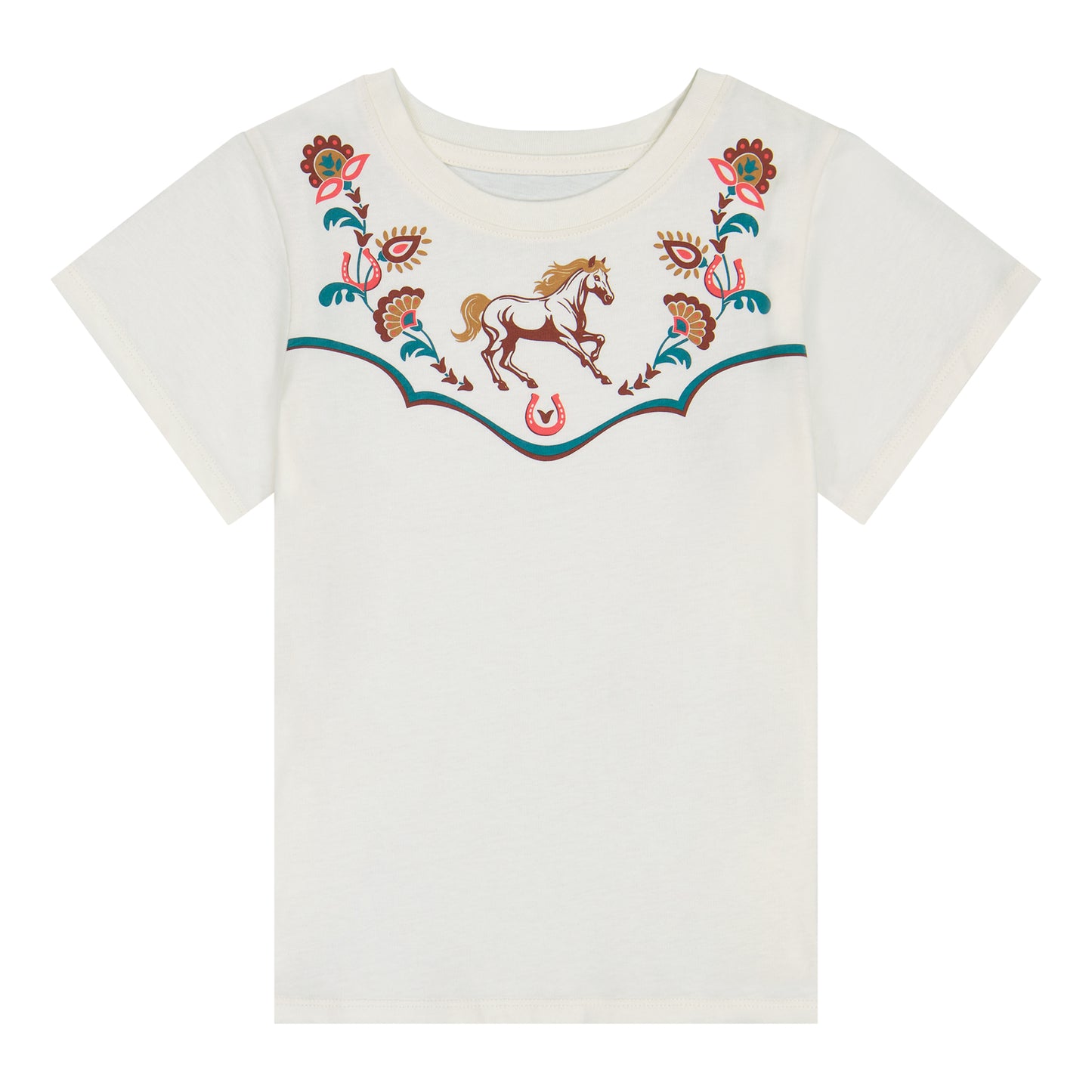 Wrangler Girl's Horse Floral T-Shirt - Cream