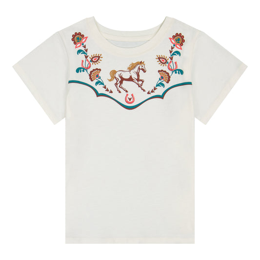 Wrangler Girl's Horse Floral T-Shirt - Cream