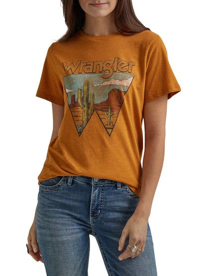 Wrangler Women's Logo Southwestern Short Sleeve Curry Tee