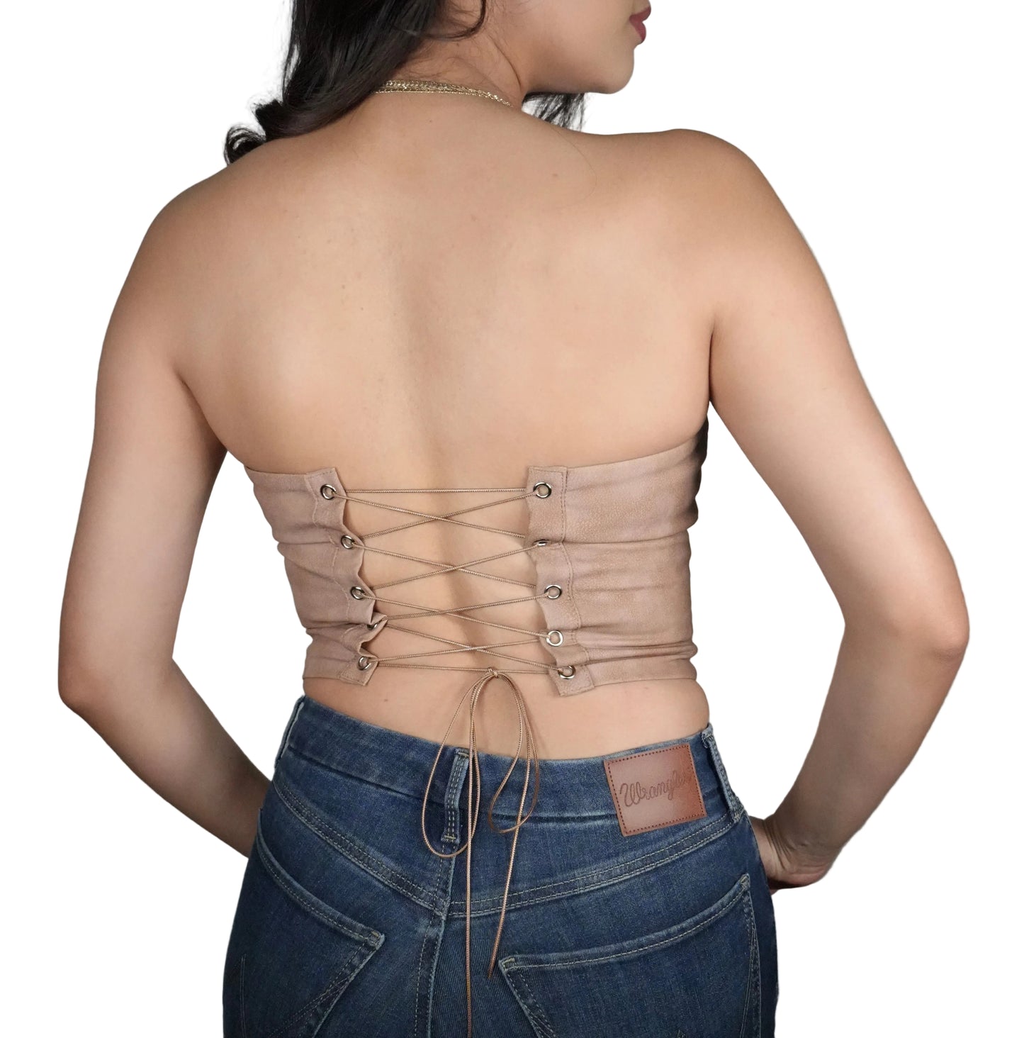 Women's Beckee PU Vegan Leather Western Corset Top - Light Brown