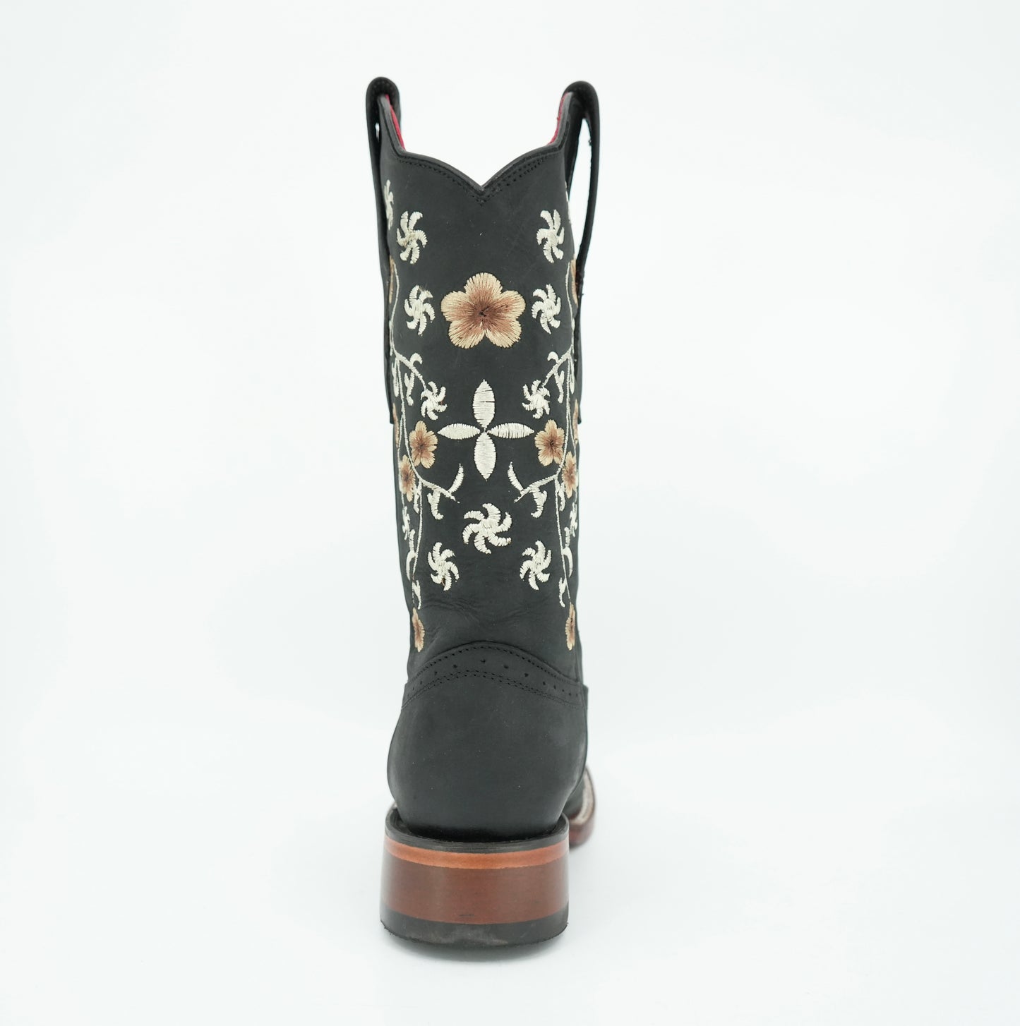 Los Altos Women's Crazy Black Floral Wide Square Toe Boot