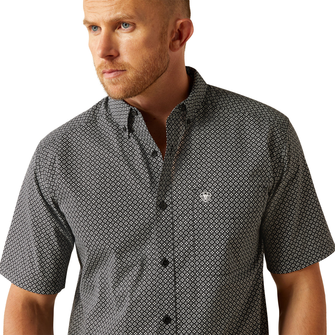 Ariat Men's Gene Classic Fit Button Down Short Sleeve Black Shirt