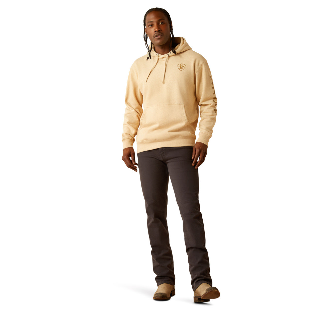 Men’s Ariat Logo Tan Heather Hoodie