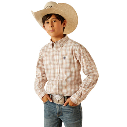 Ariat Boy's Pro Jase Long Sleeve Light Brown Shirt