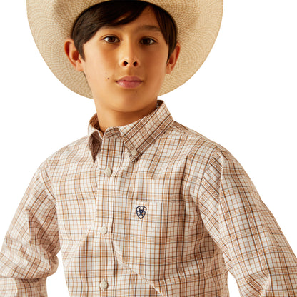 Ariat Boy's Pro Jase Long Sleeve Light Brown Shirt