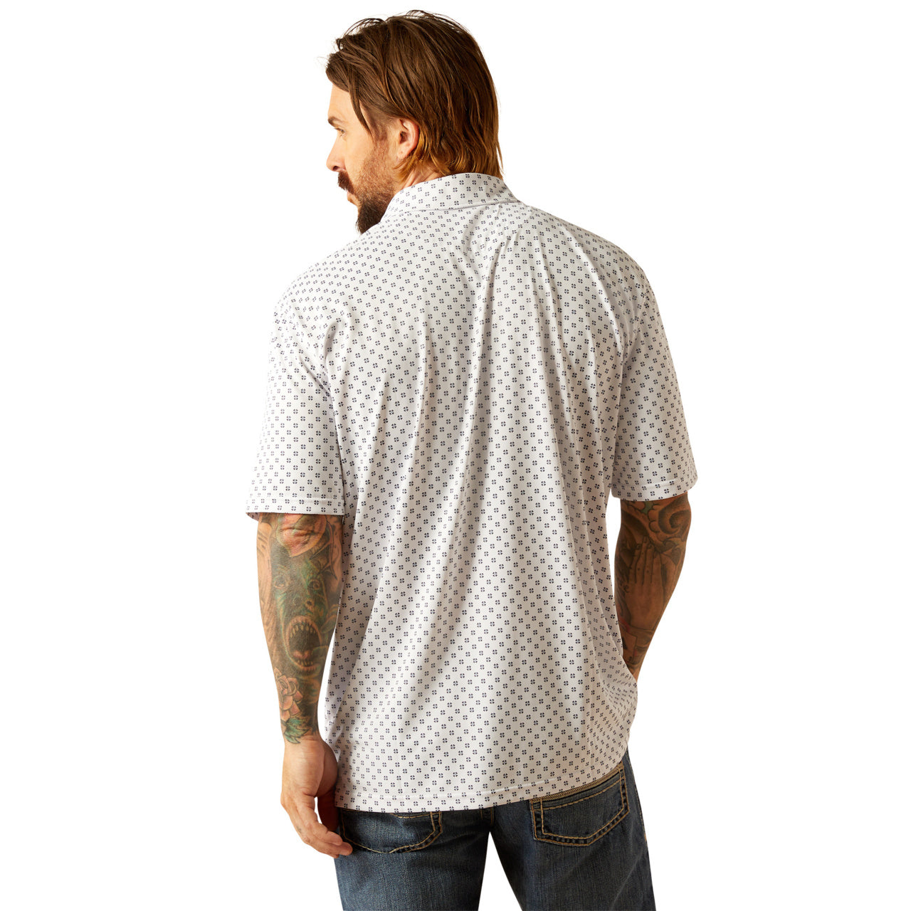 Ariat Men's All Over Print White Polo Shirt