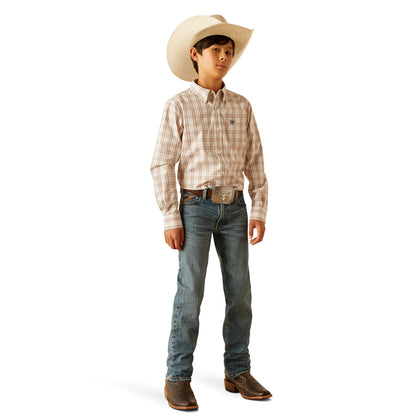 Ariat Boy's Pro Jase Long Sleeve Light Brown Shirt