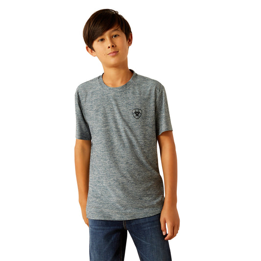 AriatTEK Boy's Vertical Gradient Charger Short Sleeve Newsboy Blue T-Shirt