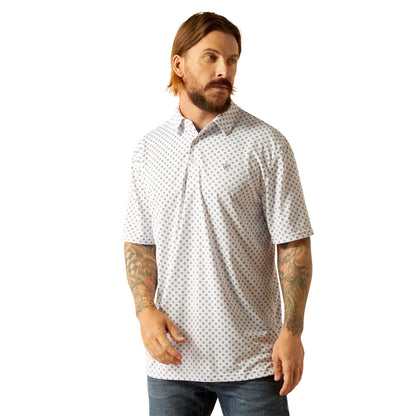 Ariat Men's All Over Print White Polo Shirt