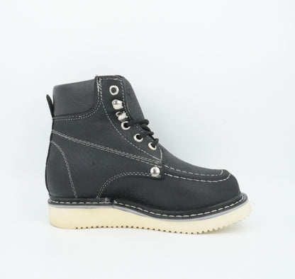 Hooch Kid's Work Boot Black Moc Toe Boot