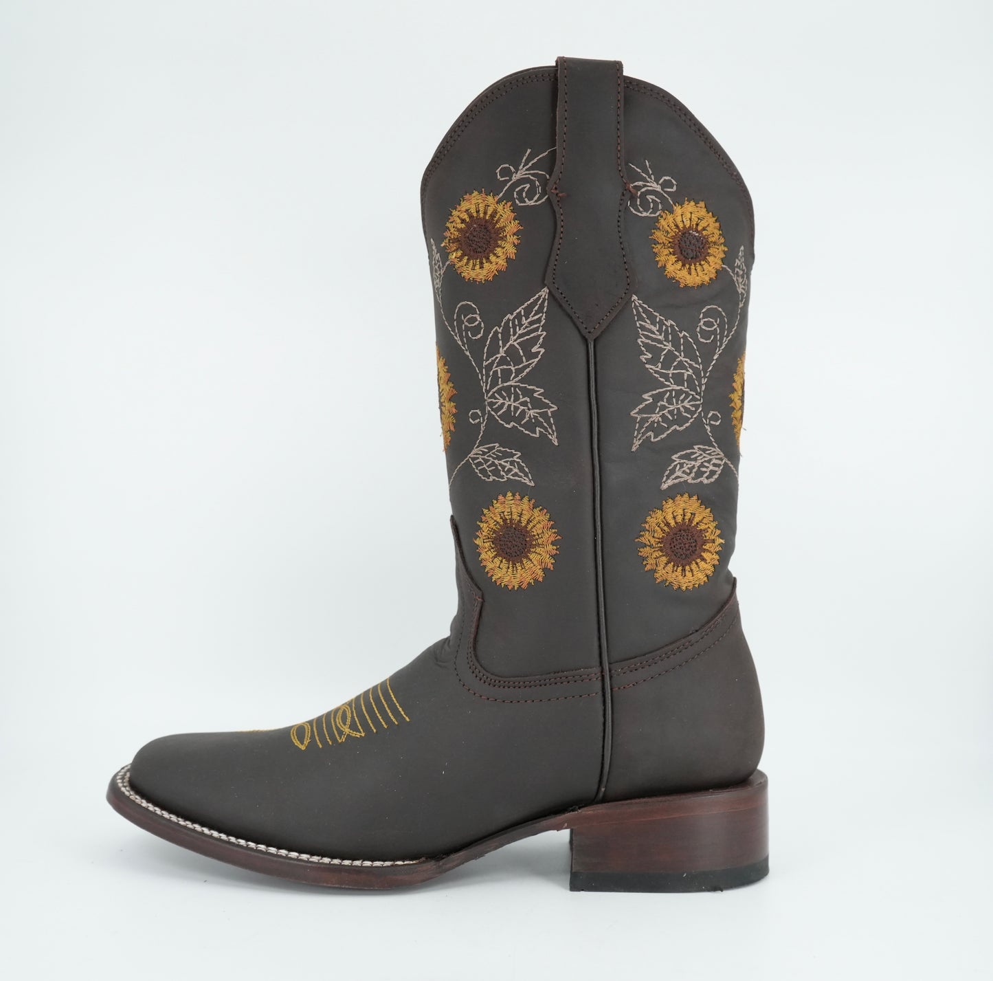 Quincy Women's Sunflowers Crazy Chocolate Wide Square Toe Boot