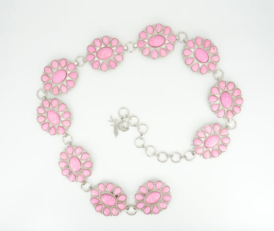 Women's Angel Ranch Floral Pink Stone Conch Belt