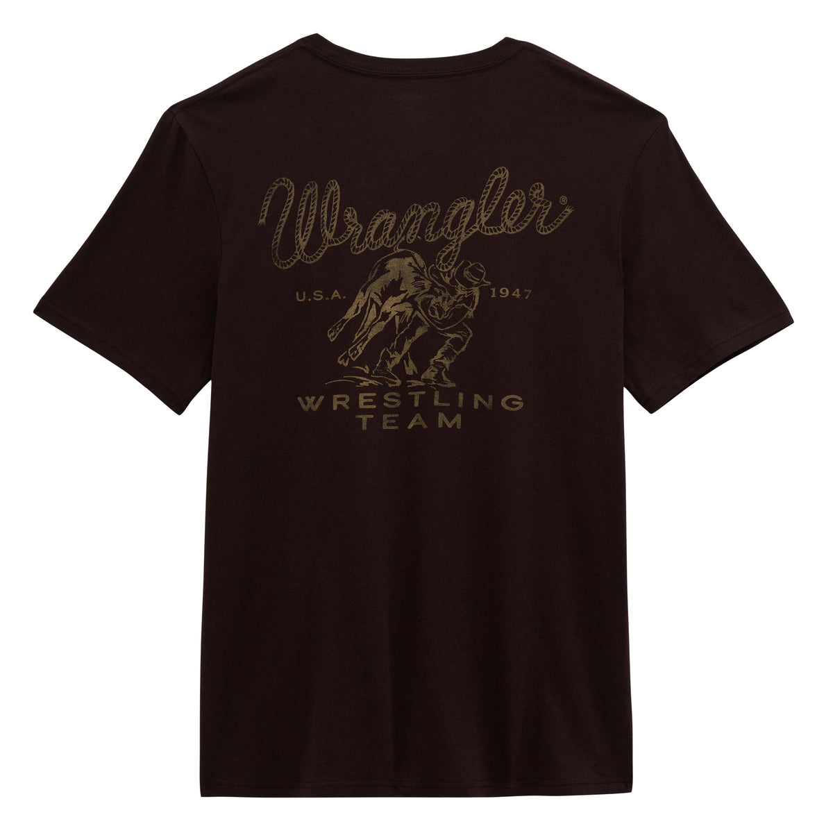 Wrangler Men's Rodeo Wrestling Team Graphic T-Shirt - Coffee
