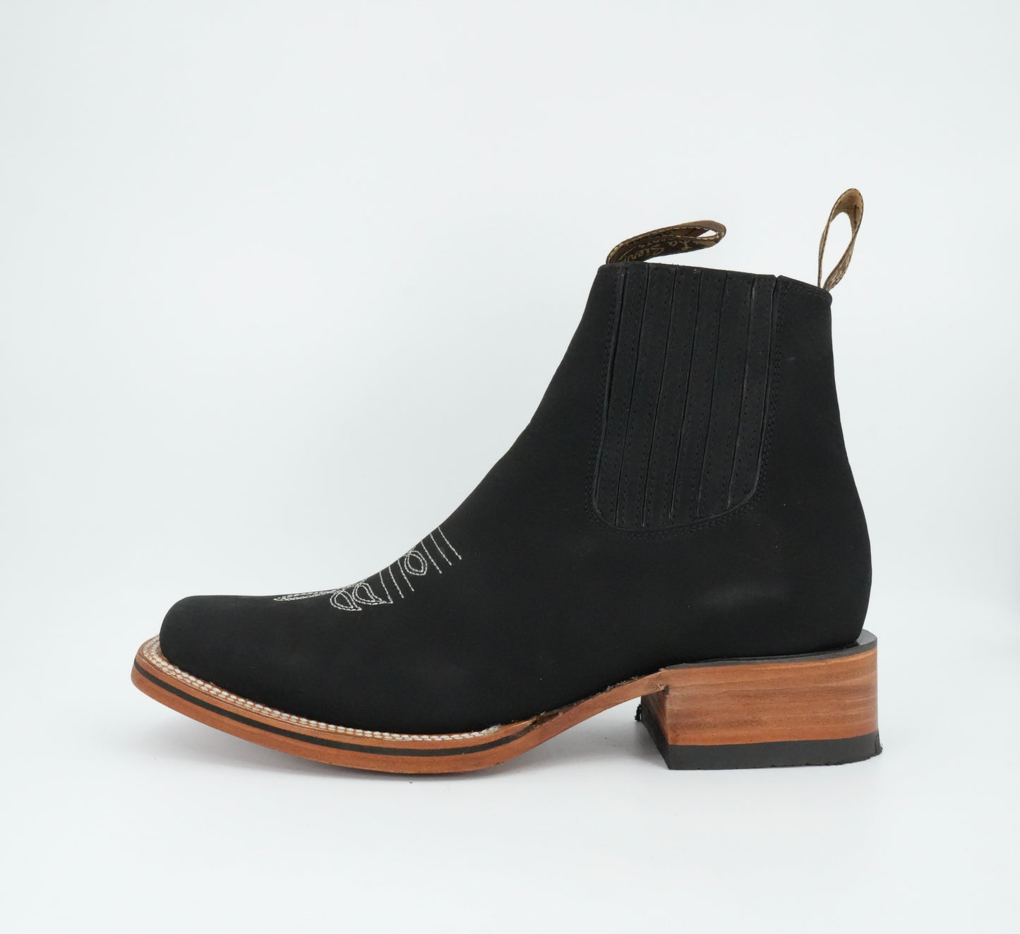 La Sierra Men's Black Nobuck Wide Square Toe Short Boot