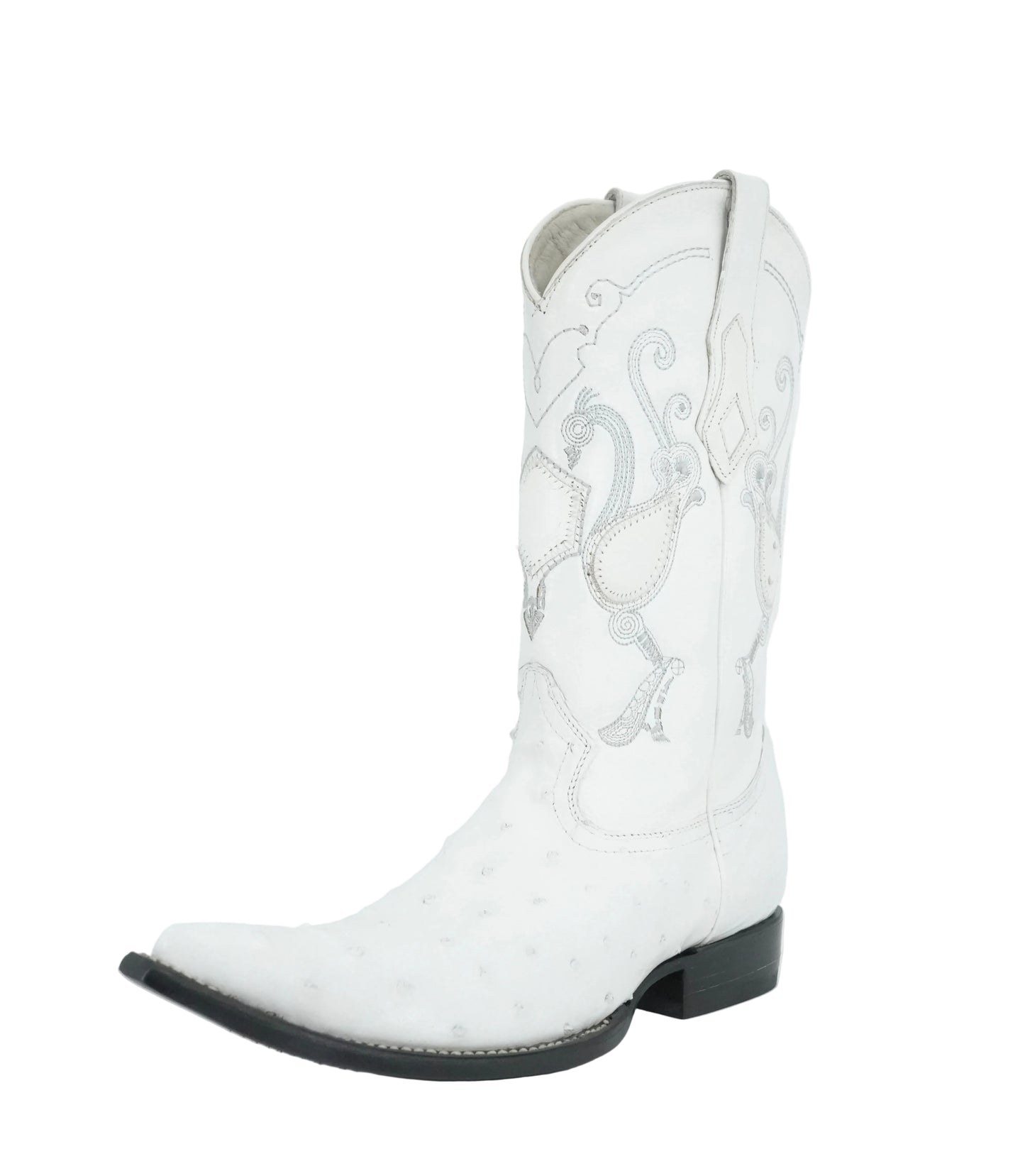 Cuadra Men's Genuine Ostrich Snip Toe Boot - White