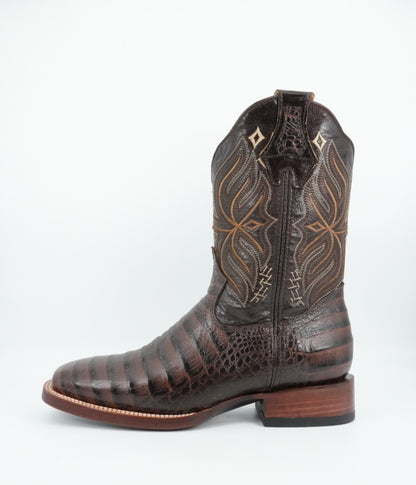 Golden Boots Men's Alligator Print Moka Wide Square Toe Boot