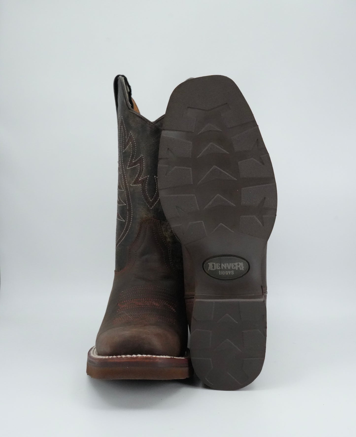 Denver Boots Men's Brown Grasso Semi Square Toe Boot