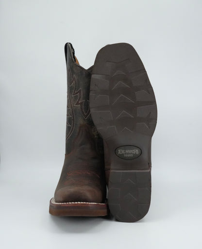 Denver Boots Men's Brown Grasso Semi Square Toe Boot