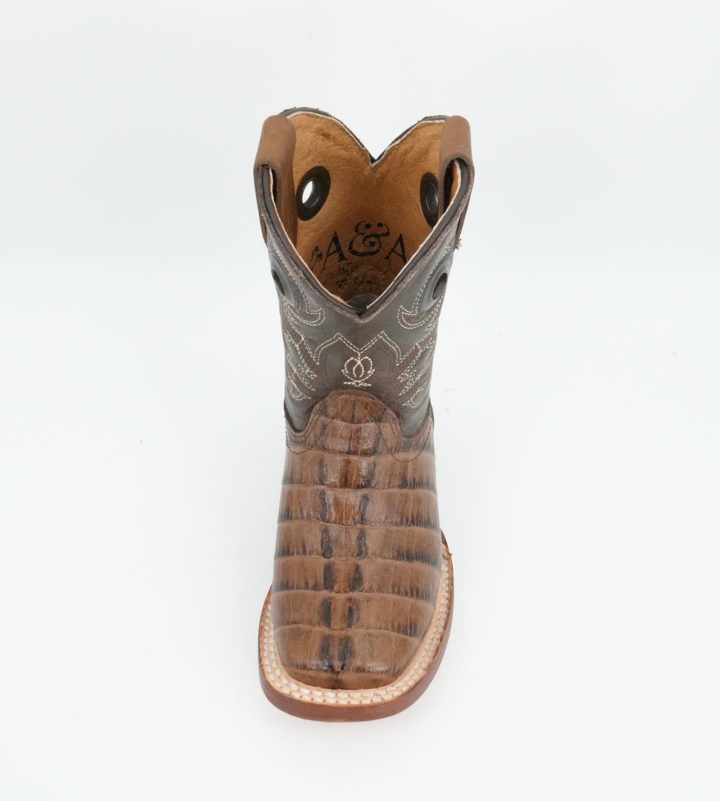 A&A Kid's Brown Caiman Tail Print Boot