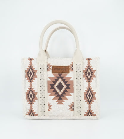 Wrangler Aztec Pattern Dual Sided Print Canvas Tote Beige