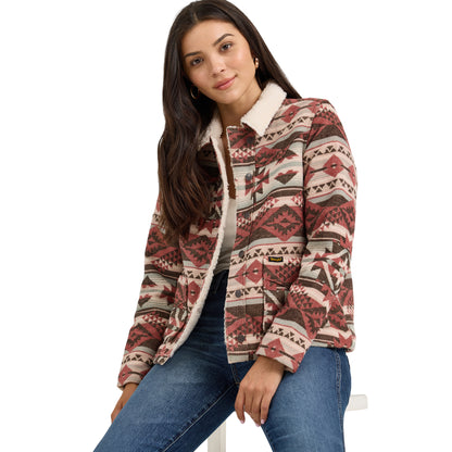 Women's Wrangler Sherpa Lined Jacquard Barn Jacket - Burgundy