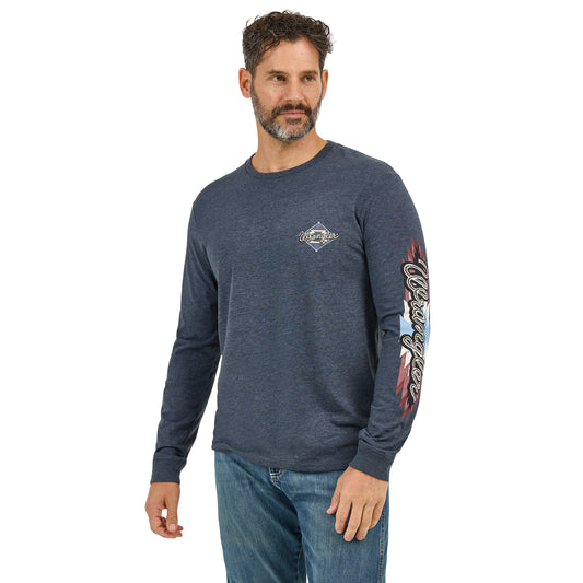 Wrangler Men's Long Sleeve Back Graphic Dark Navy T-Shirt