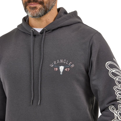 Wrangler Men's Long Live Cowboys Pullover Grey Hoodie