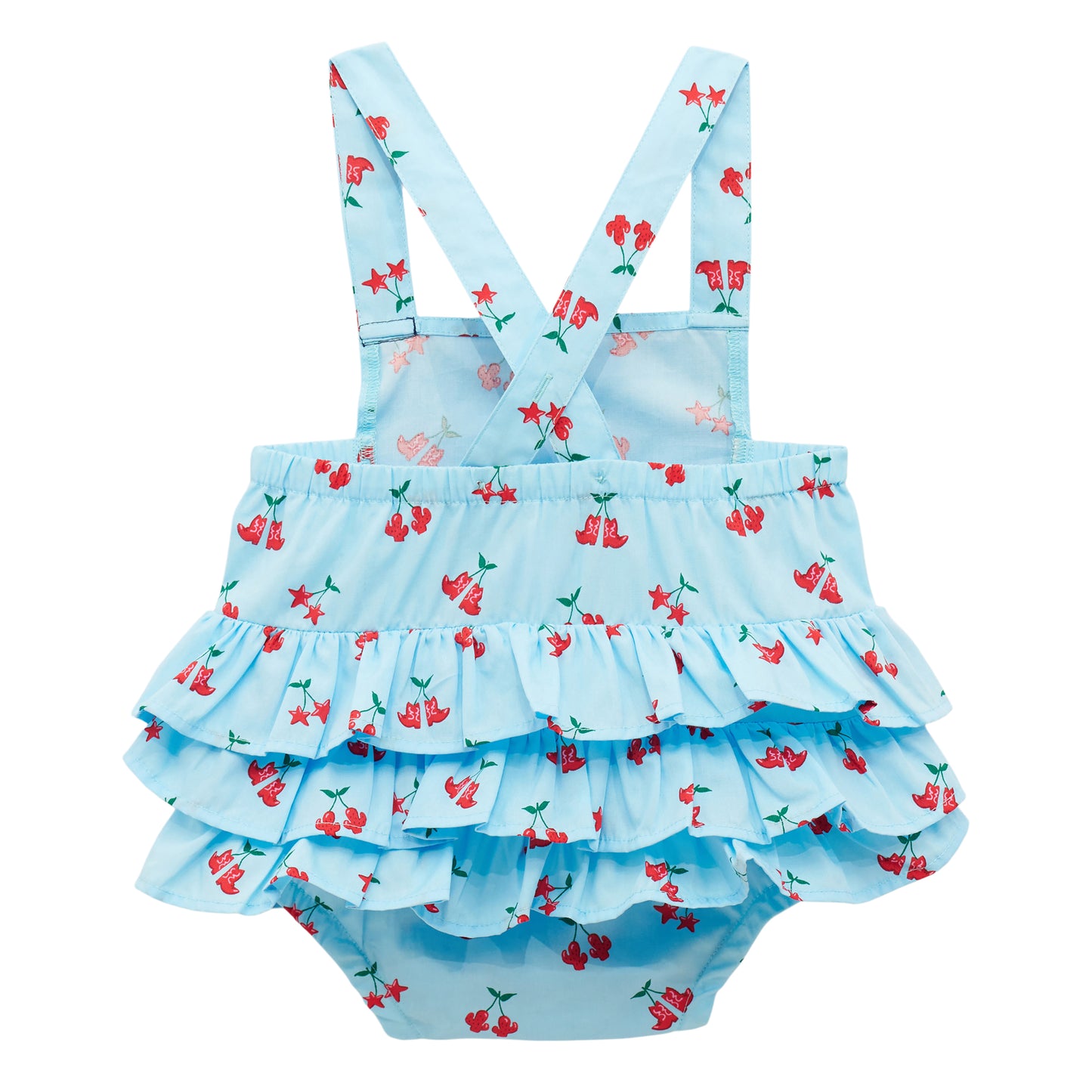 Wrangler Girl's Western Printed Ruffle Bodysuit - Blue
