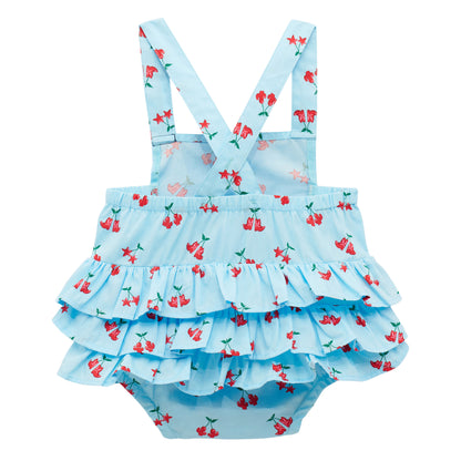 Wrangler Girl's Western Printed Ruffle Bodysuit - Blue