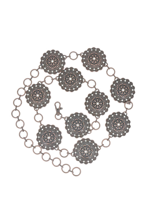 Nomad Women's Floral Chain Belt - Rustic Brown