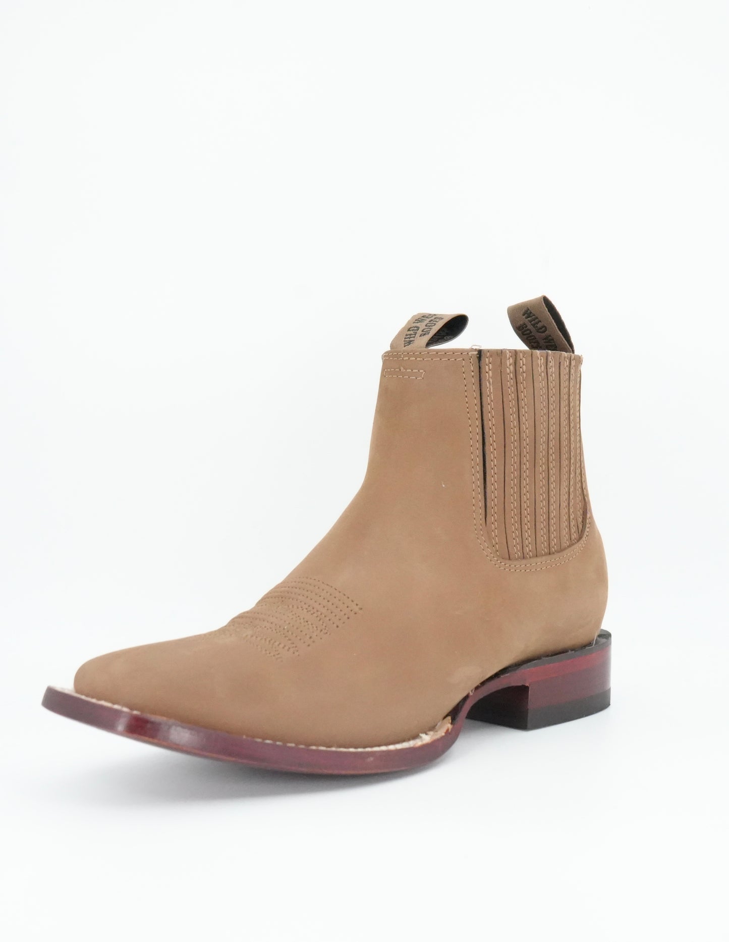 Wild West Men's Short Boot Wide Toe Nubuck - Taupe