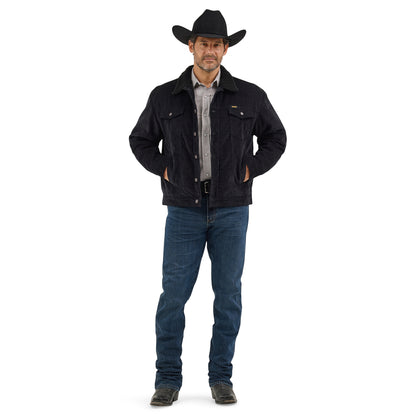 Men's Wrangler Cowboy Cut Sherpa Lined Corduroy Jacket - Black
