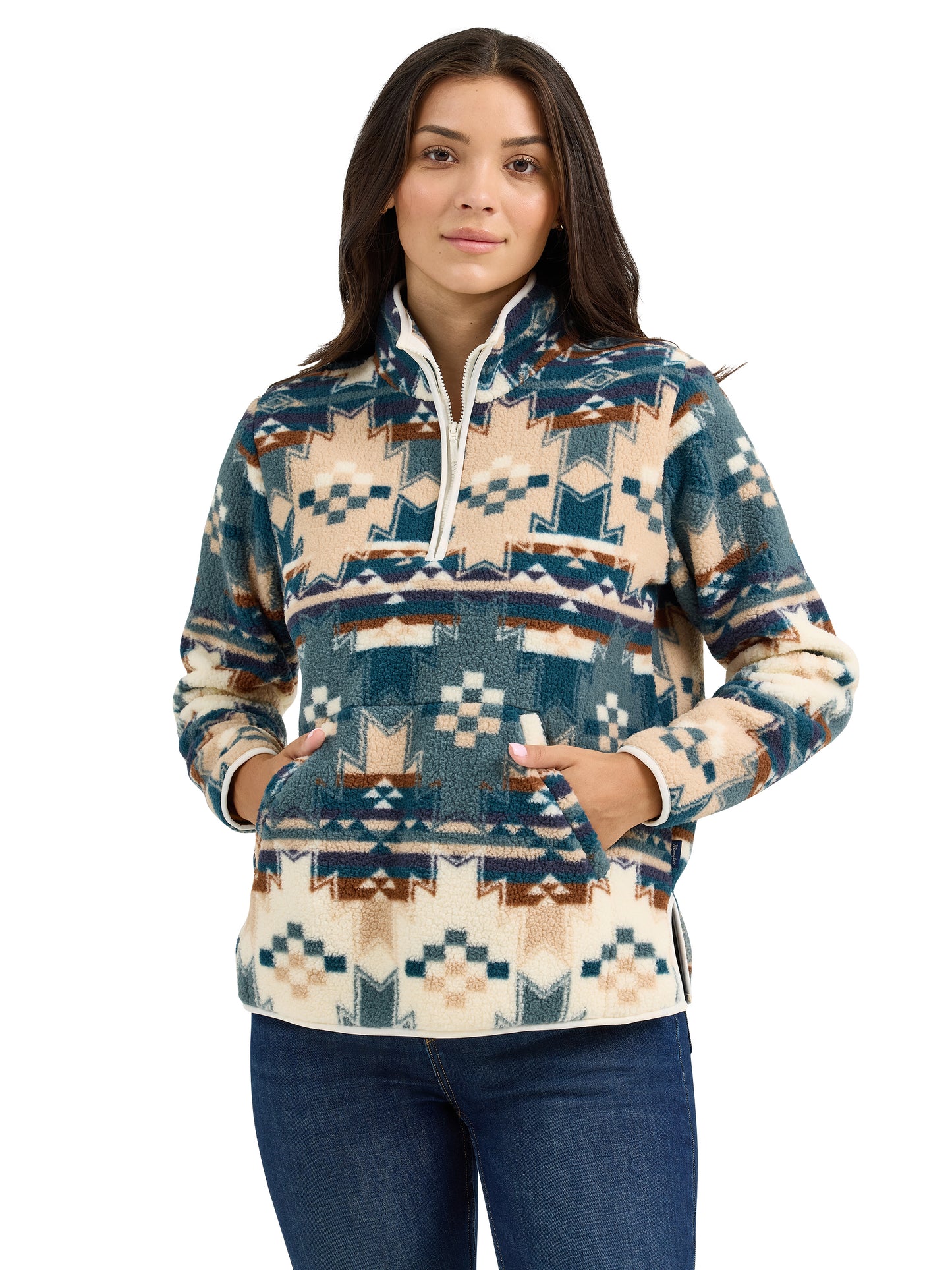 Wrangler Women's Retro Quarter-Zip Sherpa Pullover