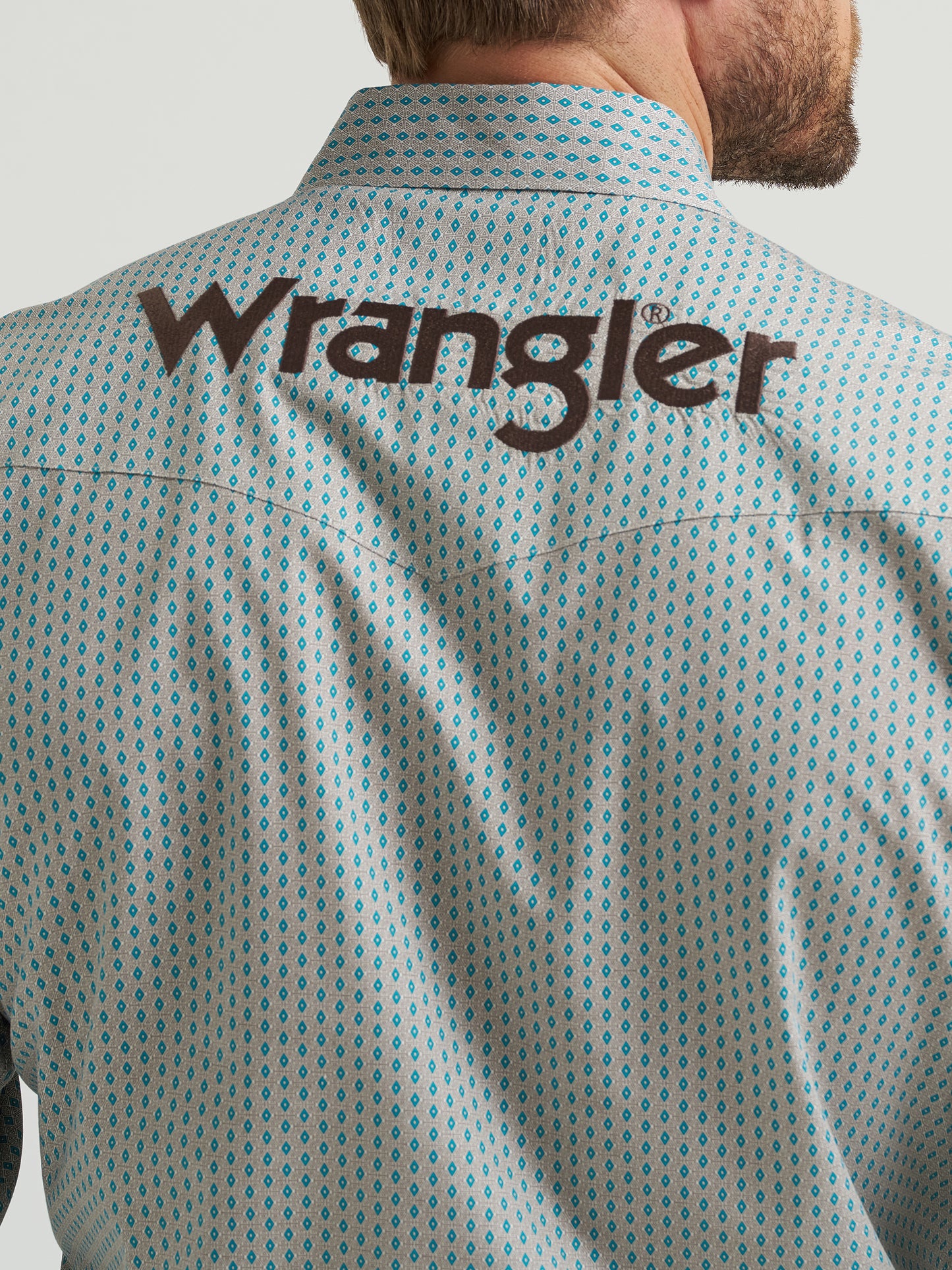 Wrangler Men's Logo Long Sleeve Western Snap Button Shirt - Peacock