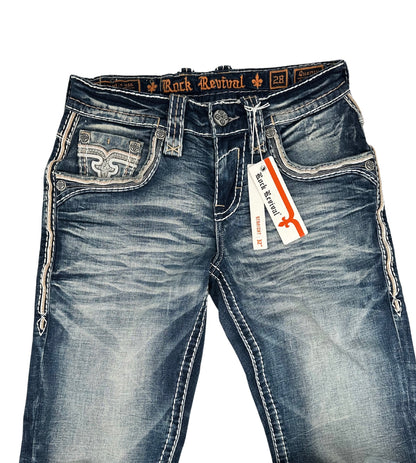 Rock Revival Men's Medium Blue Quency Straight Jean